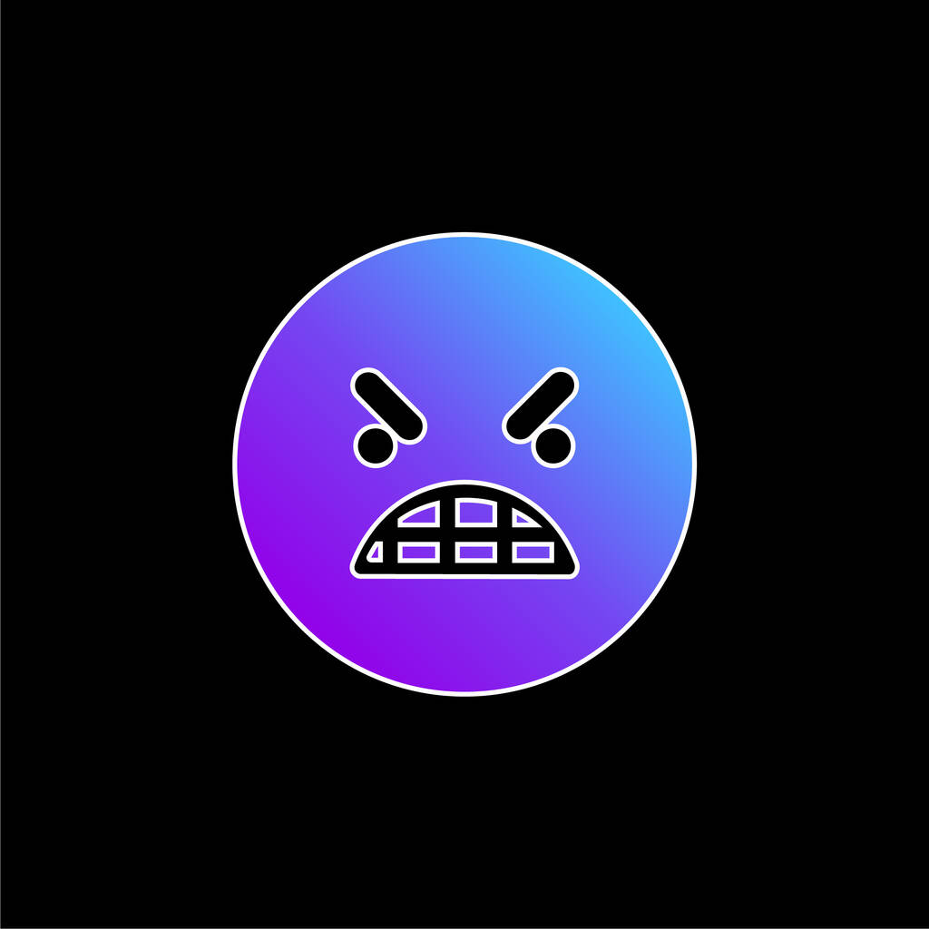 Anger Emoticon Square Face blue gradient vector icon - Vector, Image