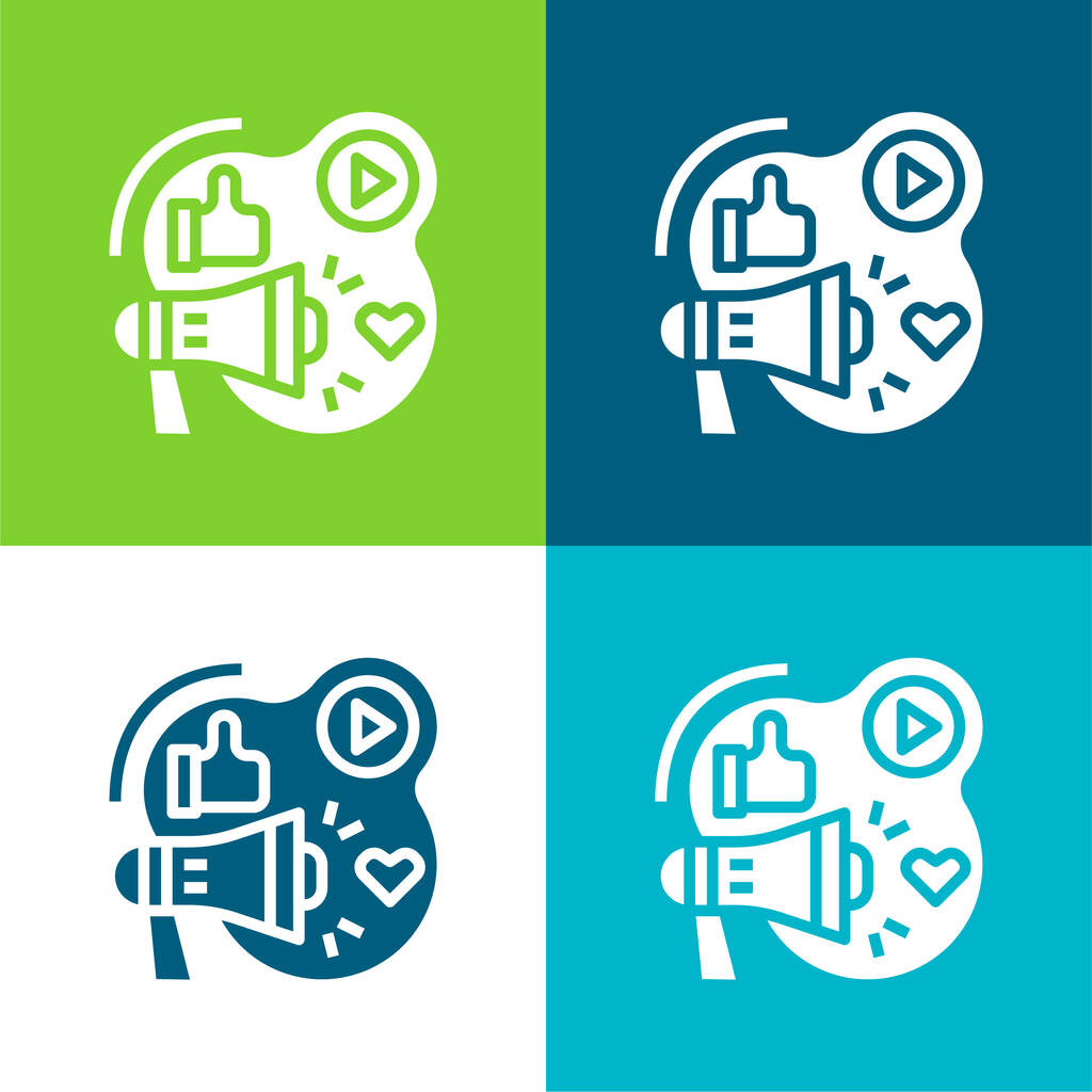 Reklama Płaskie cztery kolory minimalny zestaw ikon - Wektor, obraz