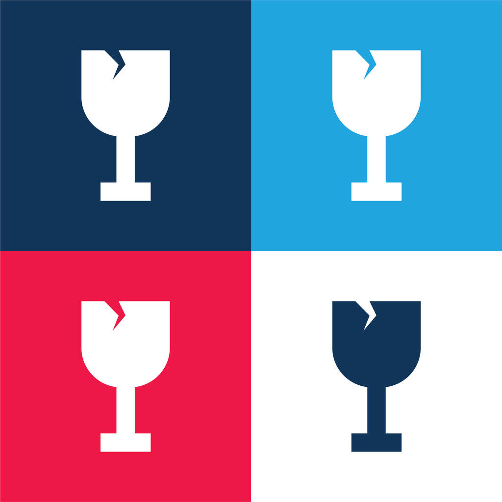 Rompible azul y rojo conjunto de iconos mínimo de cuatro colores - Vector, Imagen
