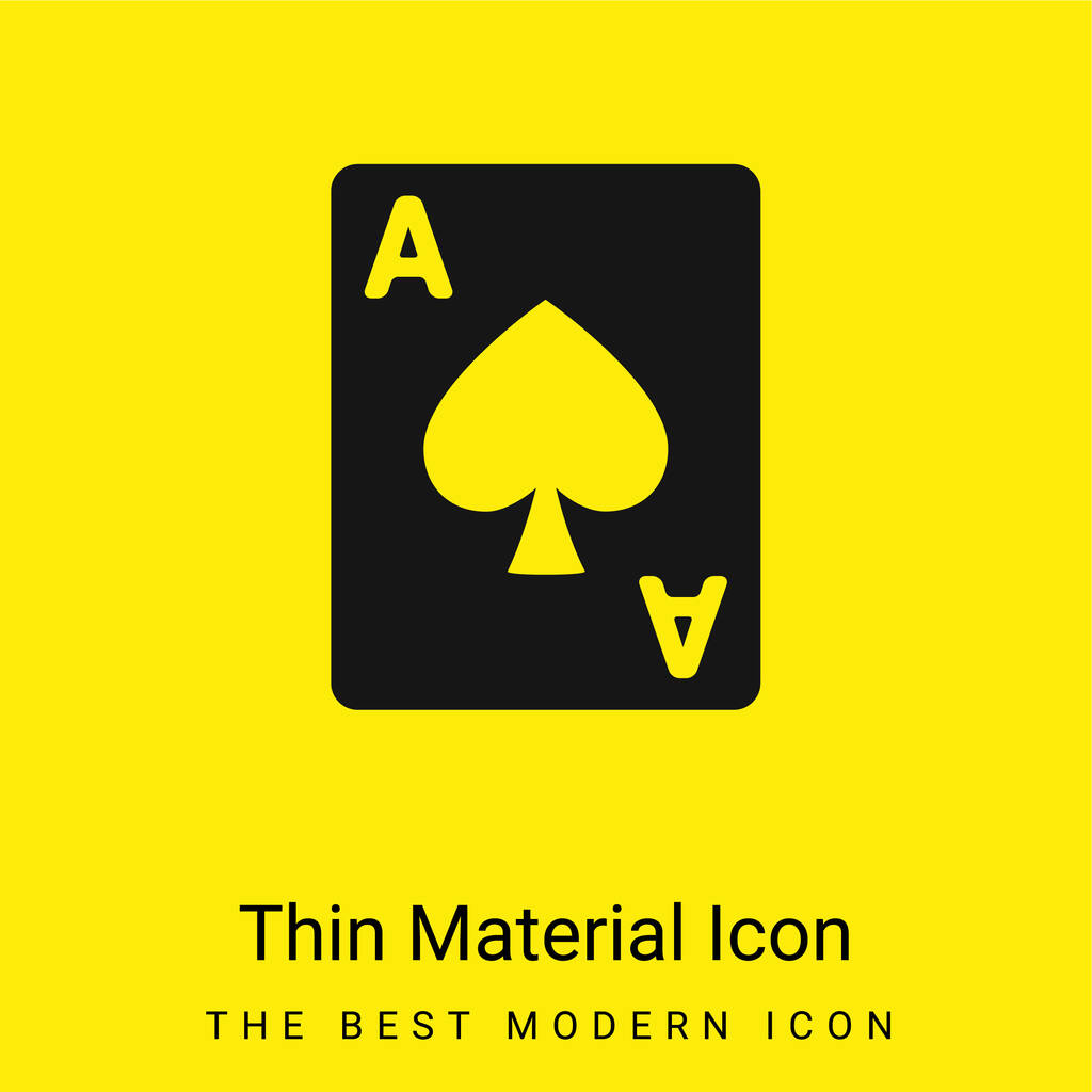 Ace Of Hearts minimaal helder geel materiaal icoon - Vector, afbeelding
