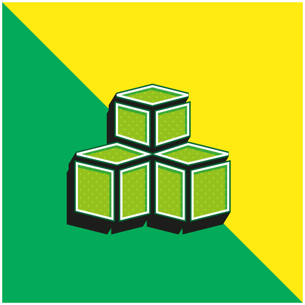 3d modell Zöld és sárga modern 3D vektor ikon logó - Vektor, kép
