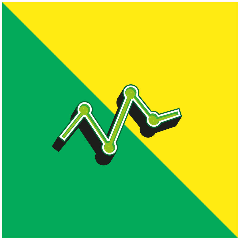 Analyse van de bedrijfsstatistieken in een lijn Grafisch met punten Groen en geel modern 3D vector pictogram logo - Vector, afbeelding