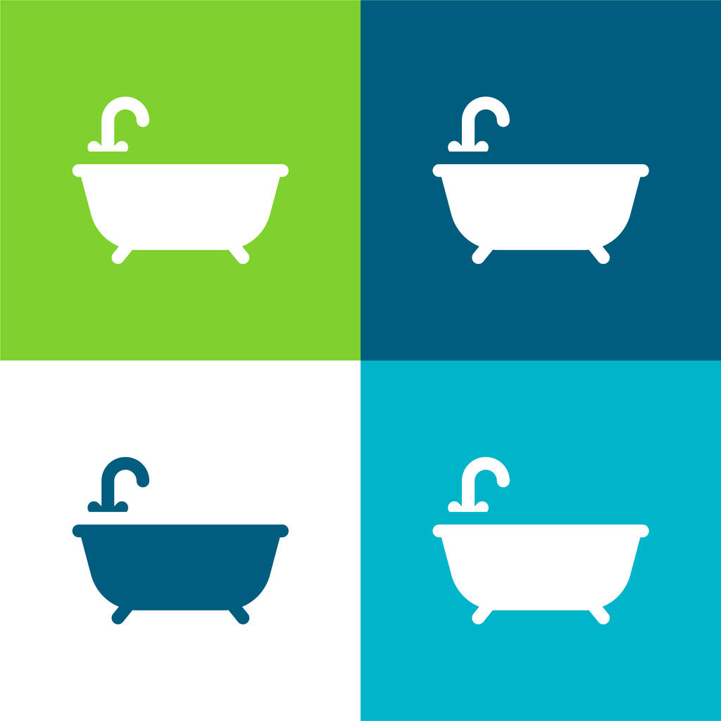 Bath Flat vier kleuren minimale pictogram set - Vector, afbeelding