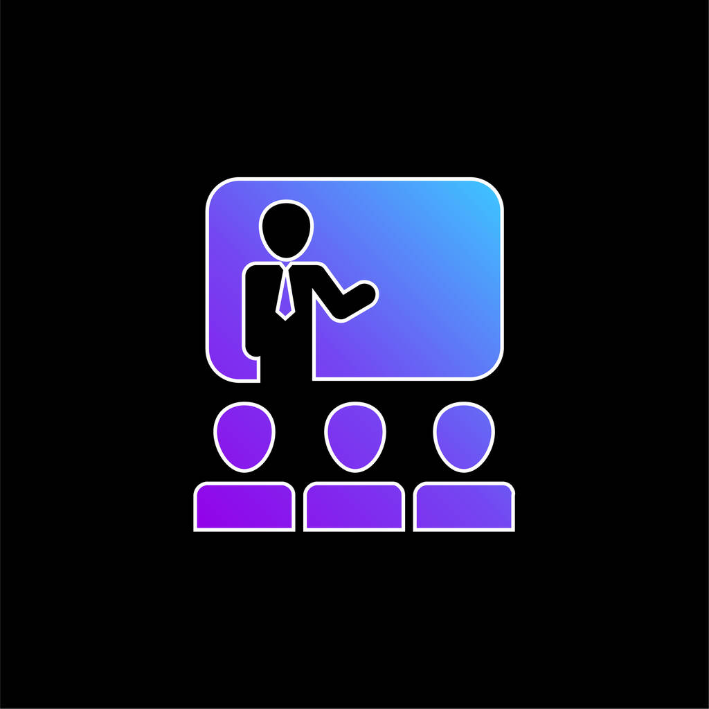 Audience In Presentation Of Business blue gradient vector icon - Vector, Image