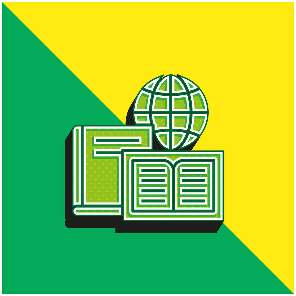 Livres Logo vectoriel 3D moderne vert et jaune - Vecteur, image