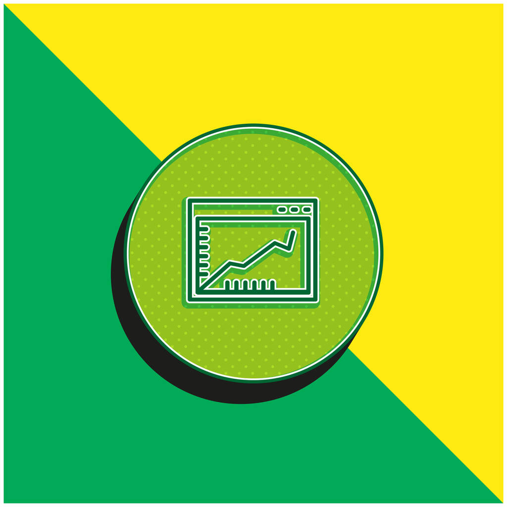 Aszendente Liniengrafik auf einem Browserfenster innerhalb eines Kreises Grünes und gelbes modernes 3D-Vektor-Symbol-Logo - Vektor, Bild
