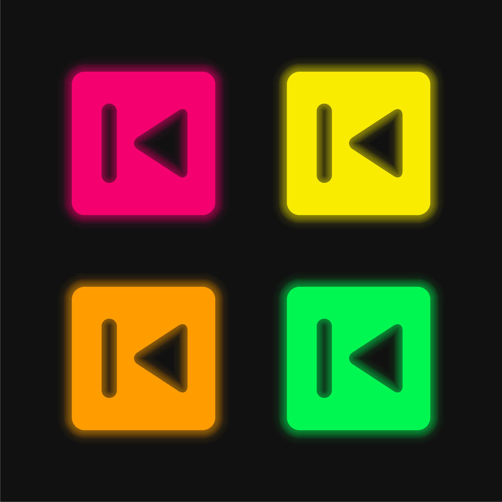 Zpět Tlačítko čtyři barvy zářící neonový vektor ikona - Vektor, obrázek