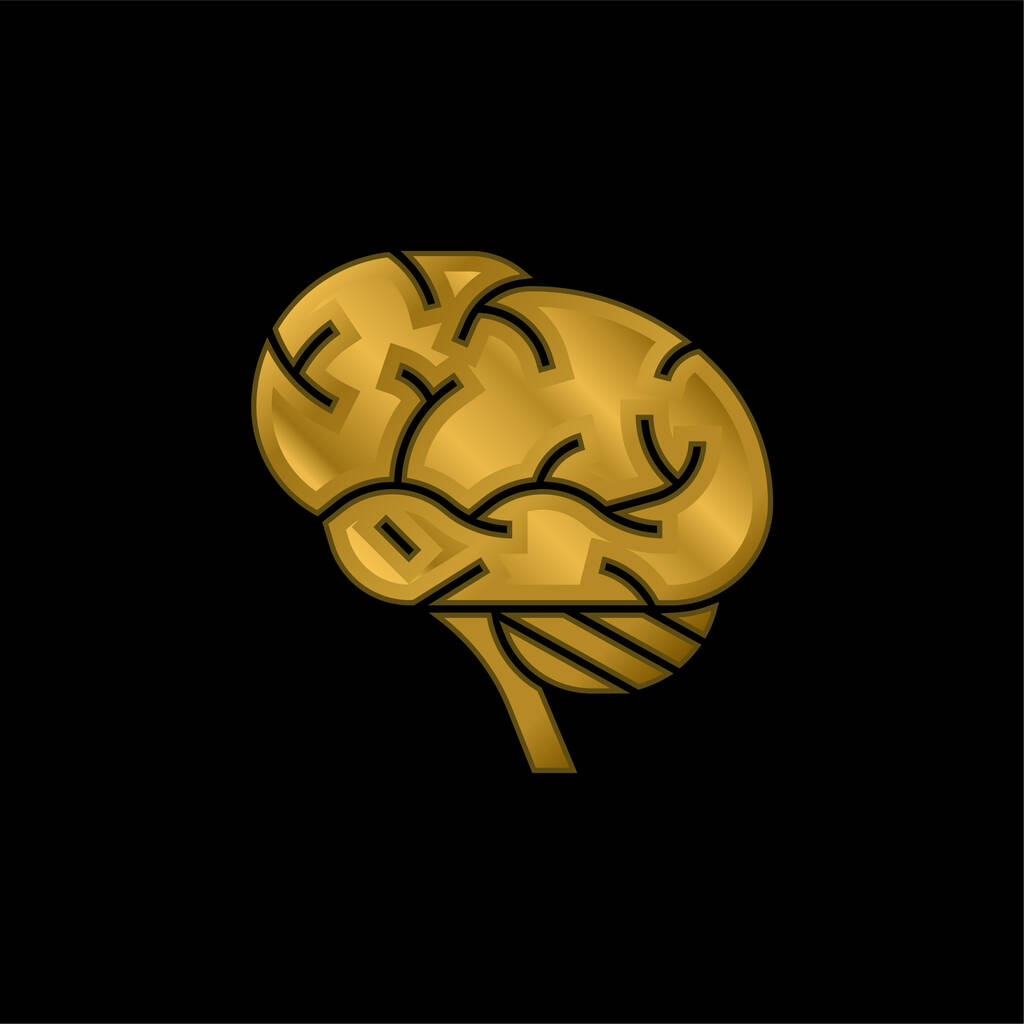 Позолоченные мозги металлическая икона или вектор логотипа - Вектор,изображение