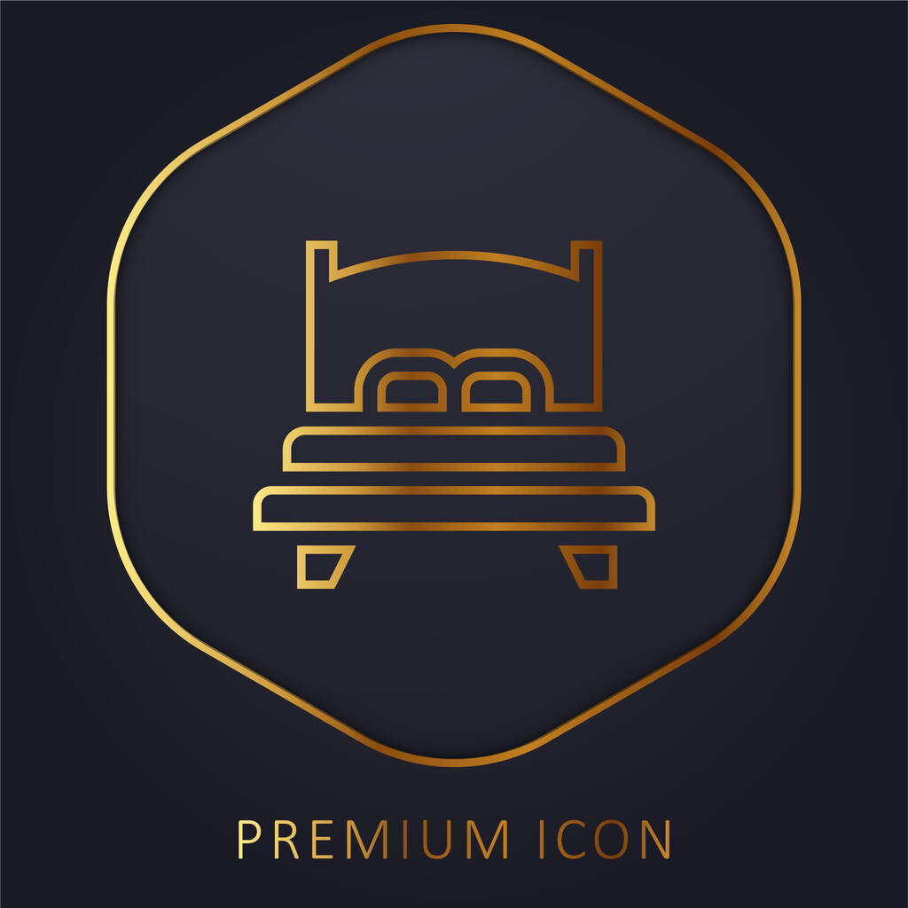 Bed golden line premium logo or icon - Vector, Image