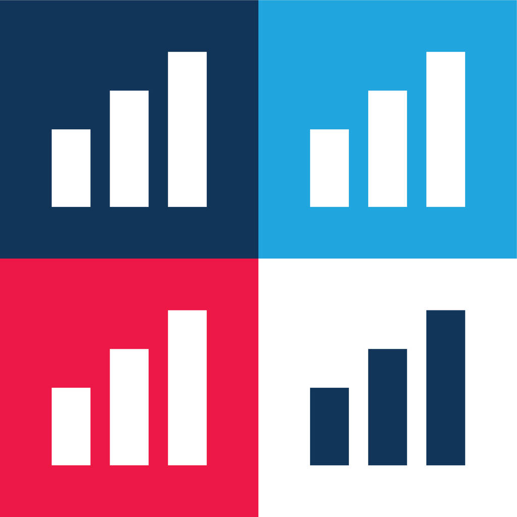 Barre di analisi. Infografia blu e rosso quattro colori set icona minima - Vettoriali, immagini