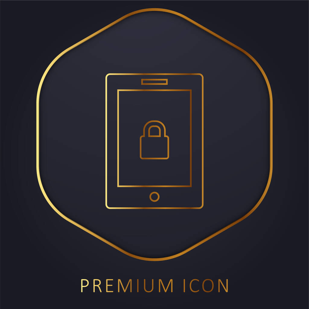 Geblokkeerde tablet gouden lijn premium logo of pictogram - Vector, afbeelding