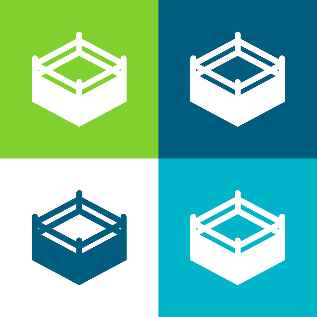 Boxing Lapos négy szín minimális ikon készlet - Vektor, kép