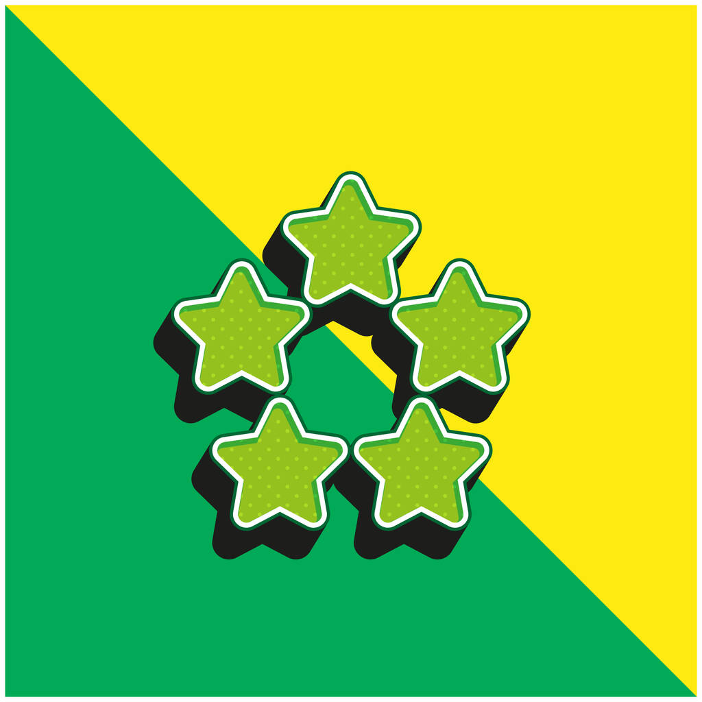 5 csillag Zöld és sárga modern 3D vektor ikon logó - Vektor, kép