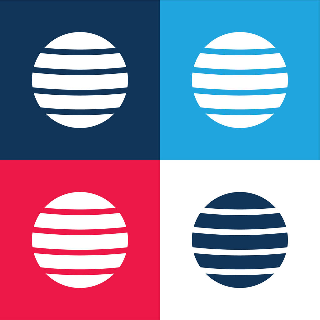 Ballon bleu et rouge quatre couleurs minimum icône ensemble - Vecteur, image