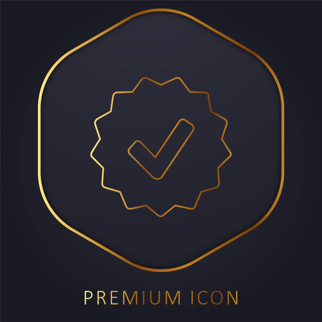 Símbolo de aprobación en la insignia de la línea de oro logotipo premium o icono - Vector, imagen