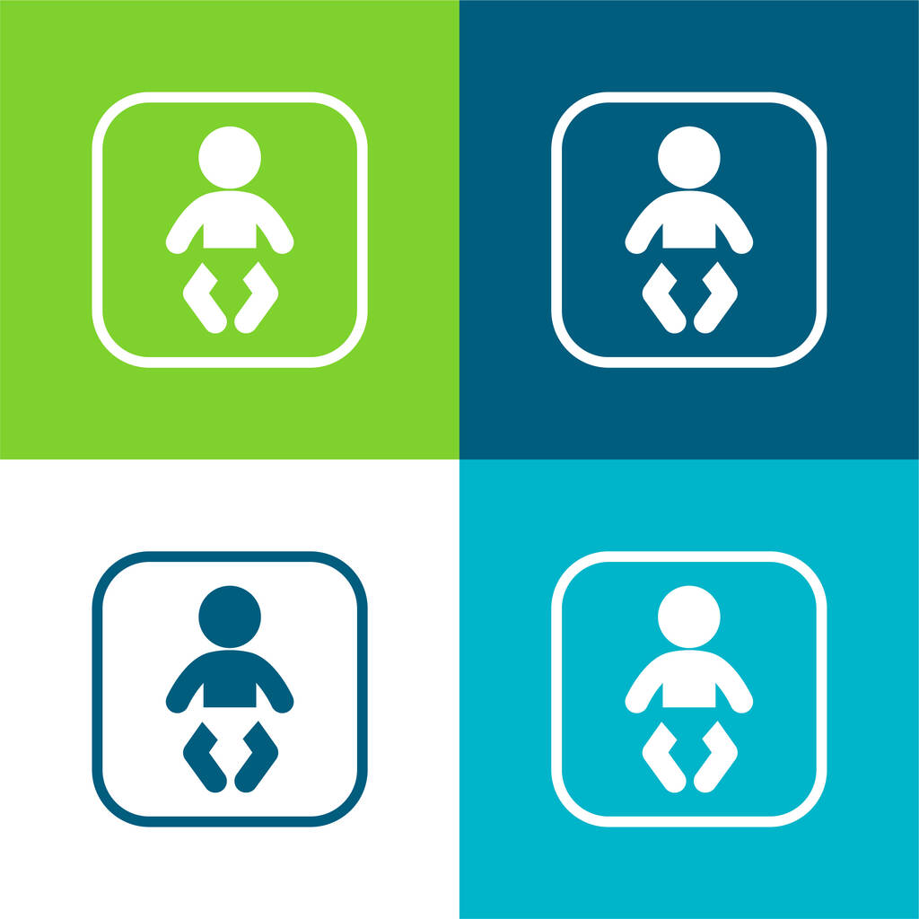 Baby Zone Set icona minimale piatto a quattro colori - Vettoriali, immagini