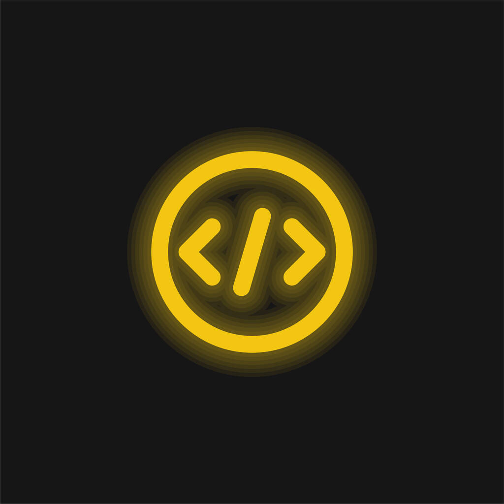 Ikona žlutého zářícího neonu závorky - Vektor, obrázek