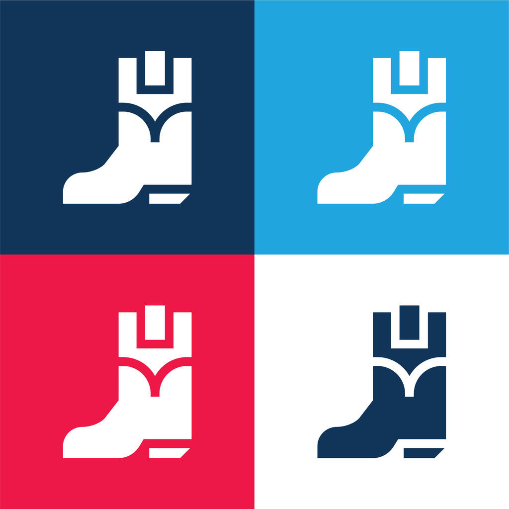 Bottes bleu et rouge quatre couleurs minimum jeu d'icônes - Vecteur, image