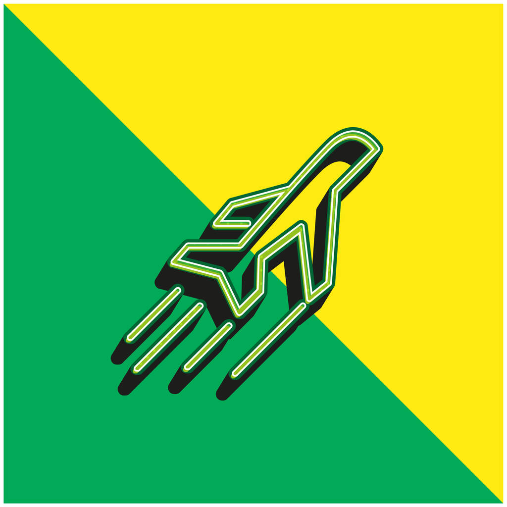 Flugzeug-Seitenansicht im Flug Grünes und gelbes modernes 3D-Vektorsymbol-Logo - Vektor, Bild