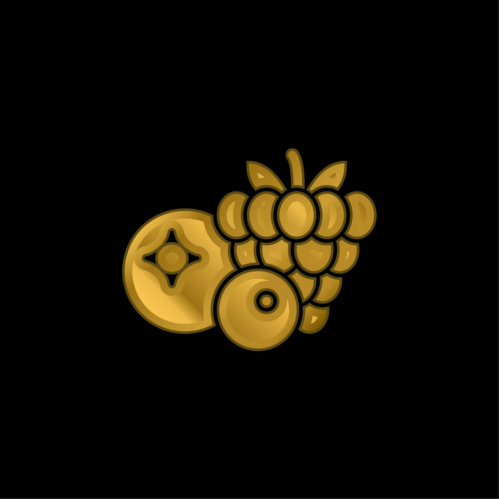 Berries gold plated metalic icon or logo vector - Vector, Image