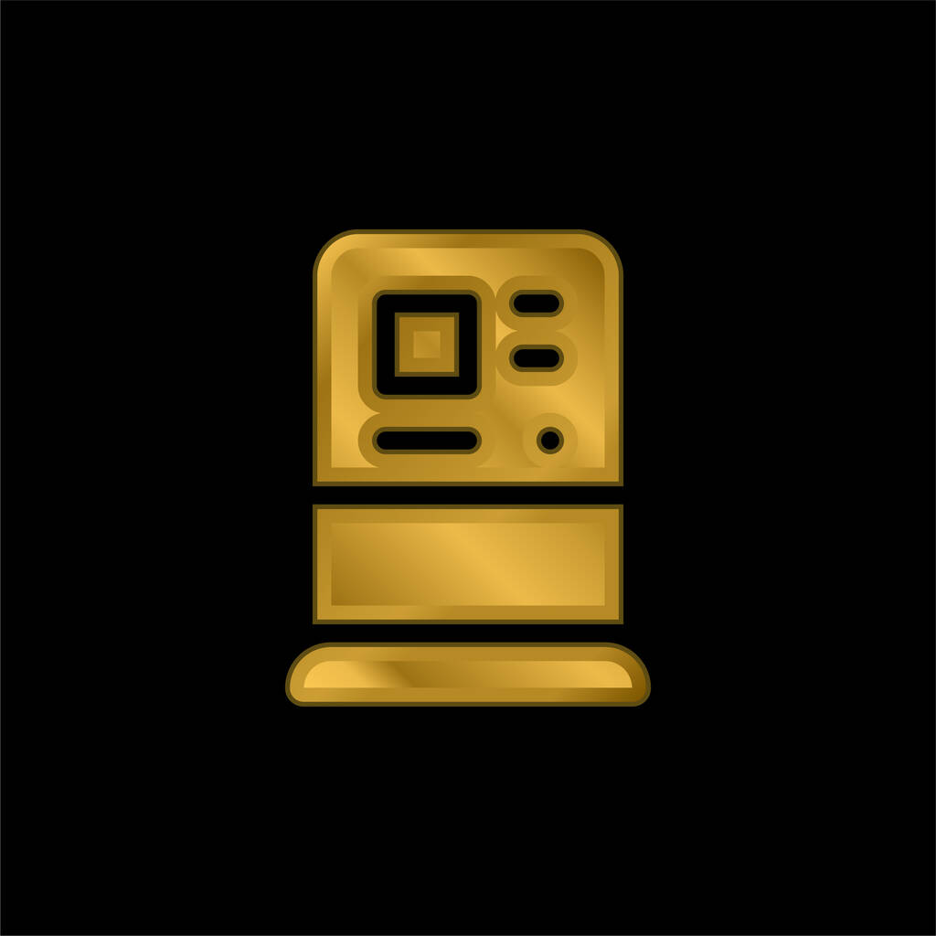 Atm gold plated metalic icon or logo vector - Vector, Image