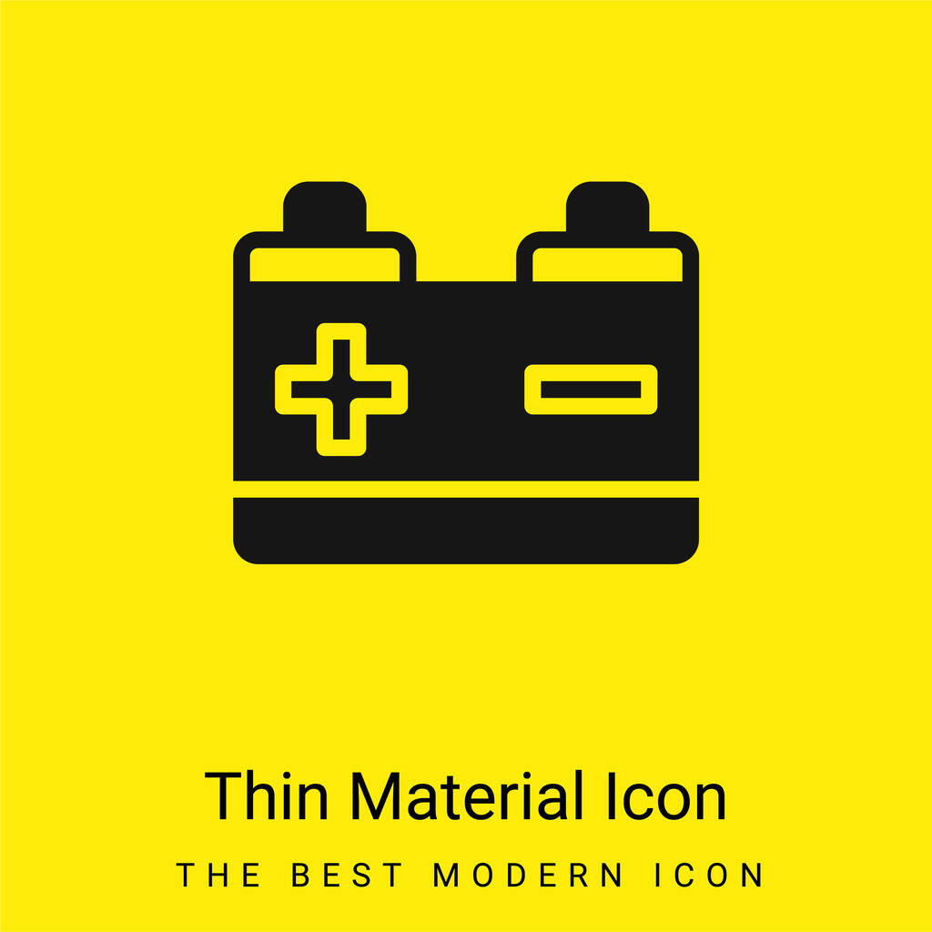 Bateria mínima ícone material amarelo brilhante - Vetor, Imagem