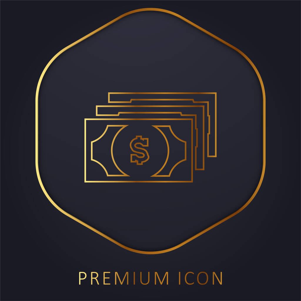 Contas de dólares linha dourada logotipo premium ou ícone - Vetor, Imagem