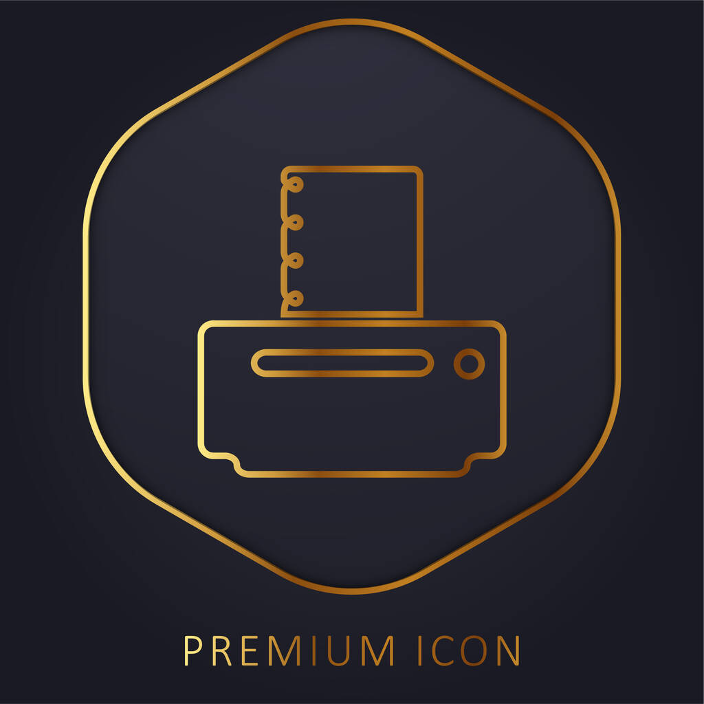 логотип или иконка золотой линии принтера черной бумаги - Вектор,изображение