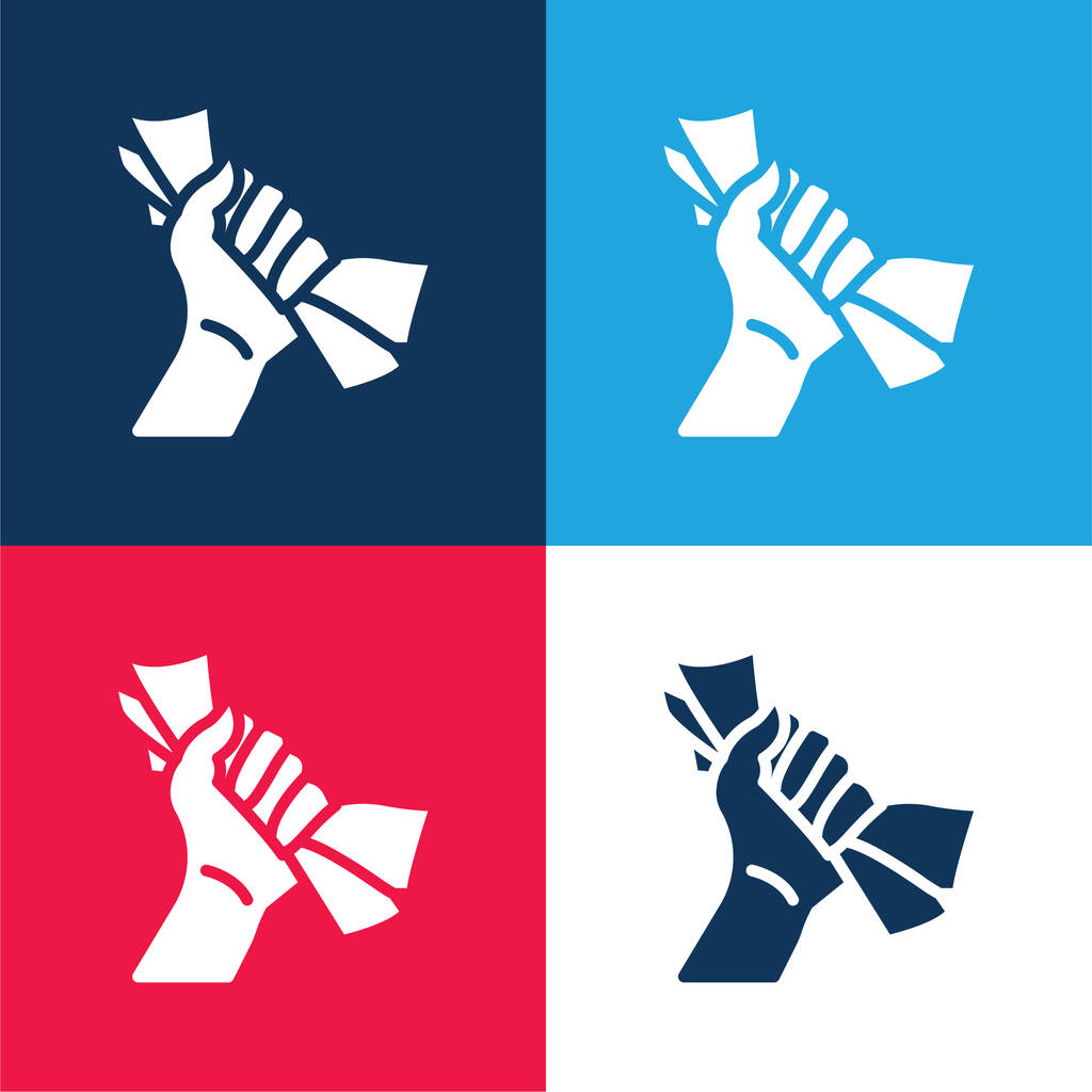 Fogadás kék és piros négy szín minimális ikon készlet - Vektor, kép