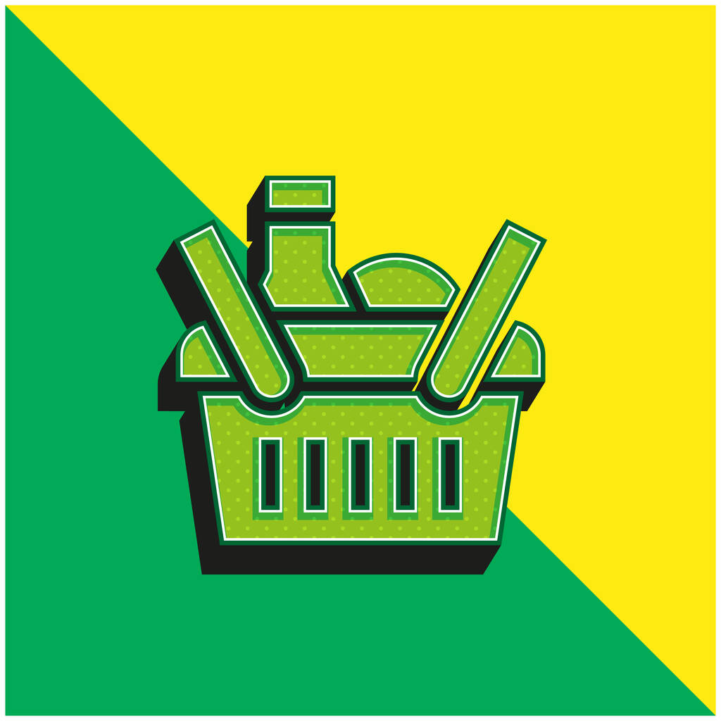 Panier Logo vectoriel 3d moderne vert et jaune - Vecteur, image