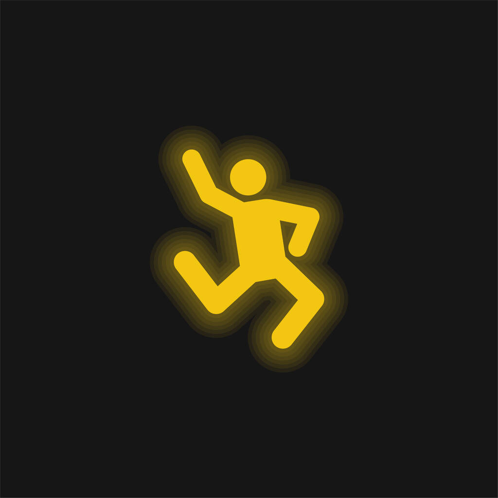 Breakdance amarelo brilhante ícone de néon - Vetor, Imagem