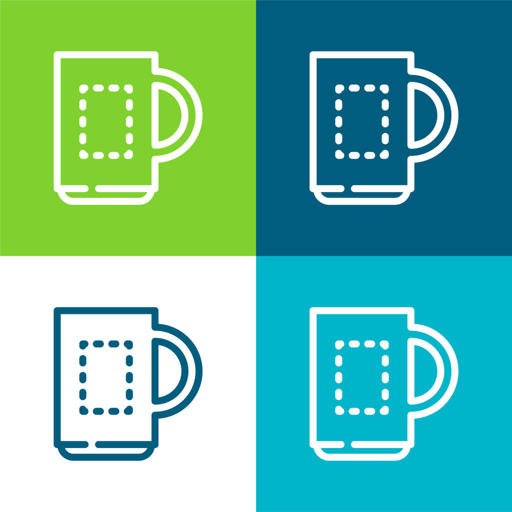 Big Mug Επίπεδη τέσσερις χρώμα ελάχιστο σύνολο εικονιδίων - Διάνυσμα, εικόνα