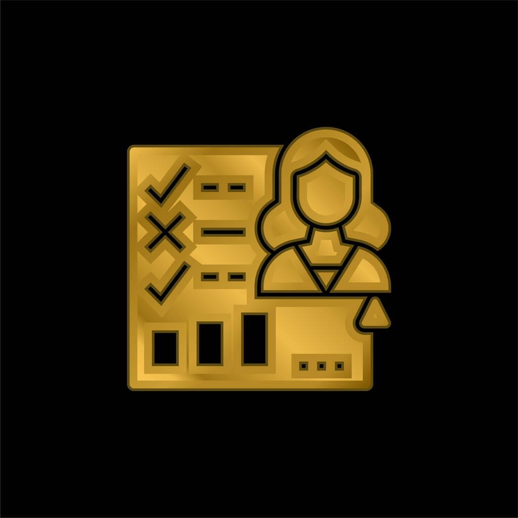 Appraisal Form gold plated metalic icon or logo vector - Vector, Image