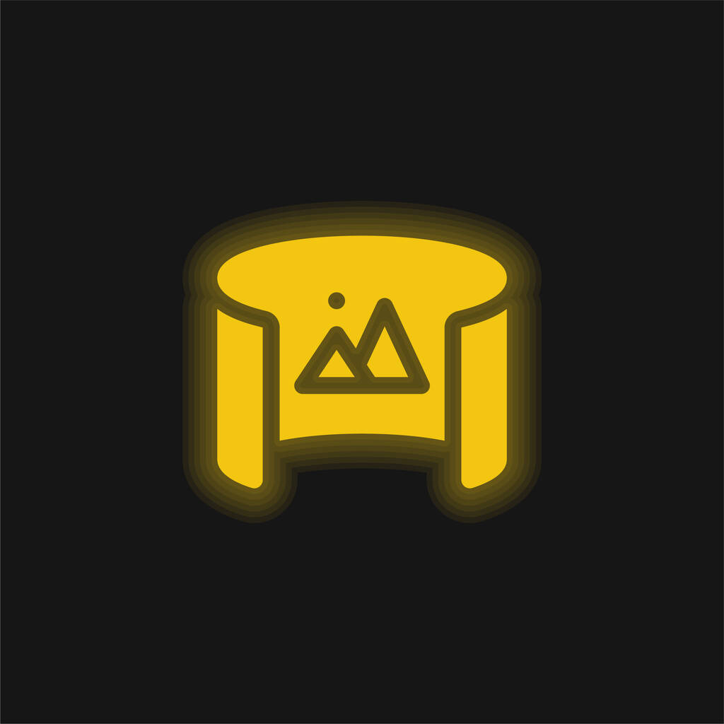 360 View icono de neón brillante amarillo - Vector, imagen