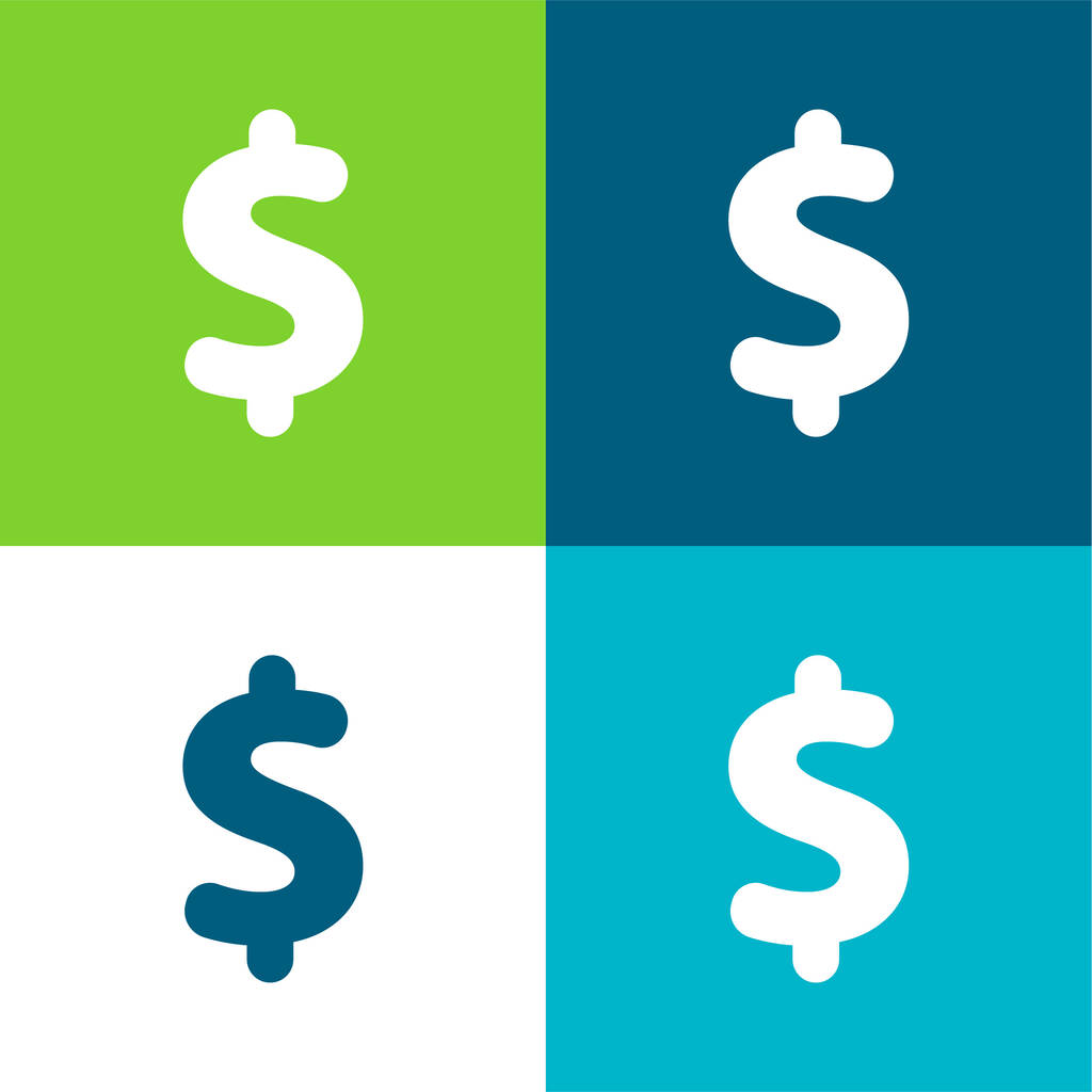 Geld Flache vier Farben minimalen Symbolsatz - Vektor, Bild