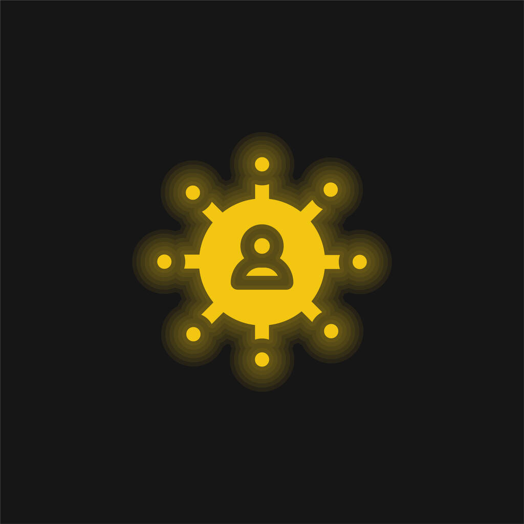 Főnök sárga izzó neon ikon - Vektor, kép