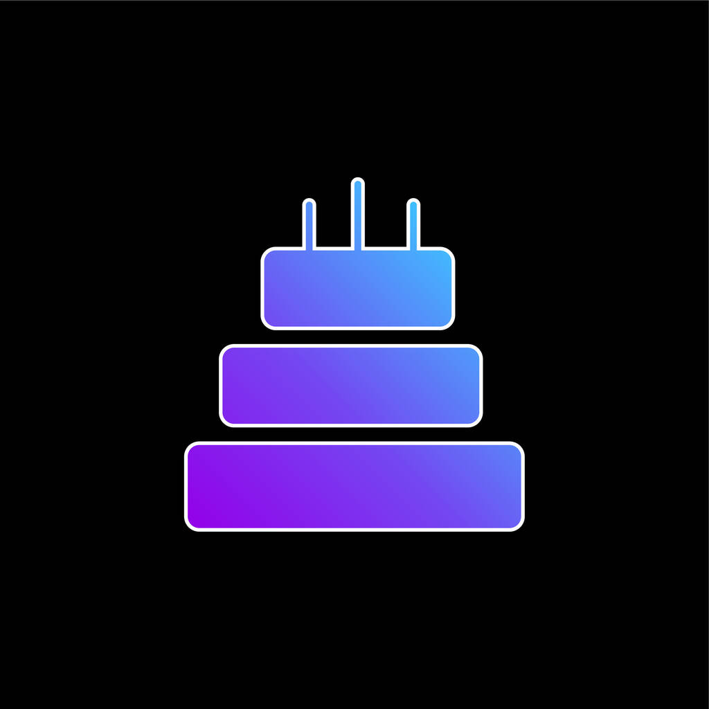 Verjaardagstaart van drie Cakes blauwe gradiënt vector pictogram - Vector, afbeelding
