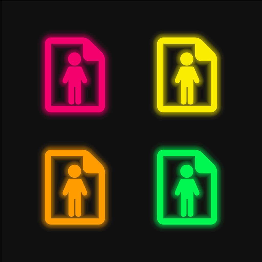 About Successful Man four color glowing neon vector icon - Vector, Image