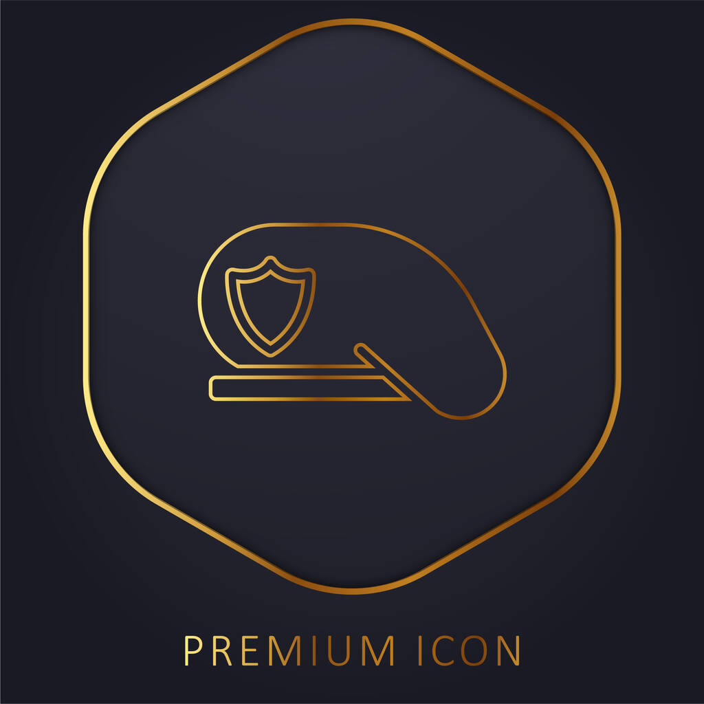 Złota linia Beret logo premium lub ikona - Wektor, obraz