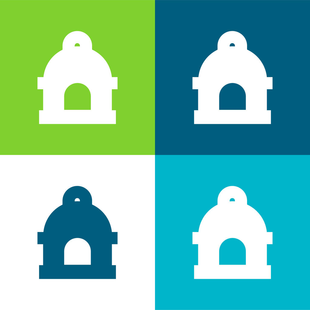 Madárház lakás négy szín minimális ikon készlet - Vektor, kép