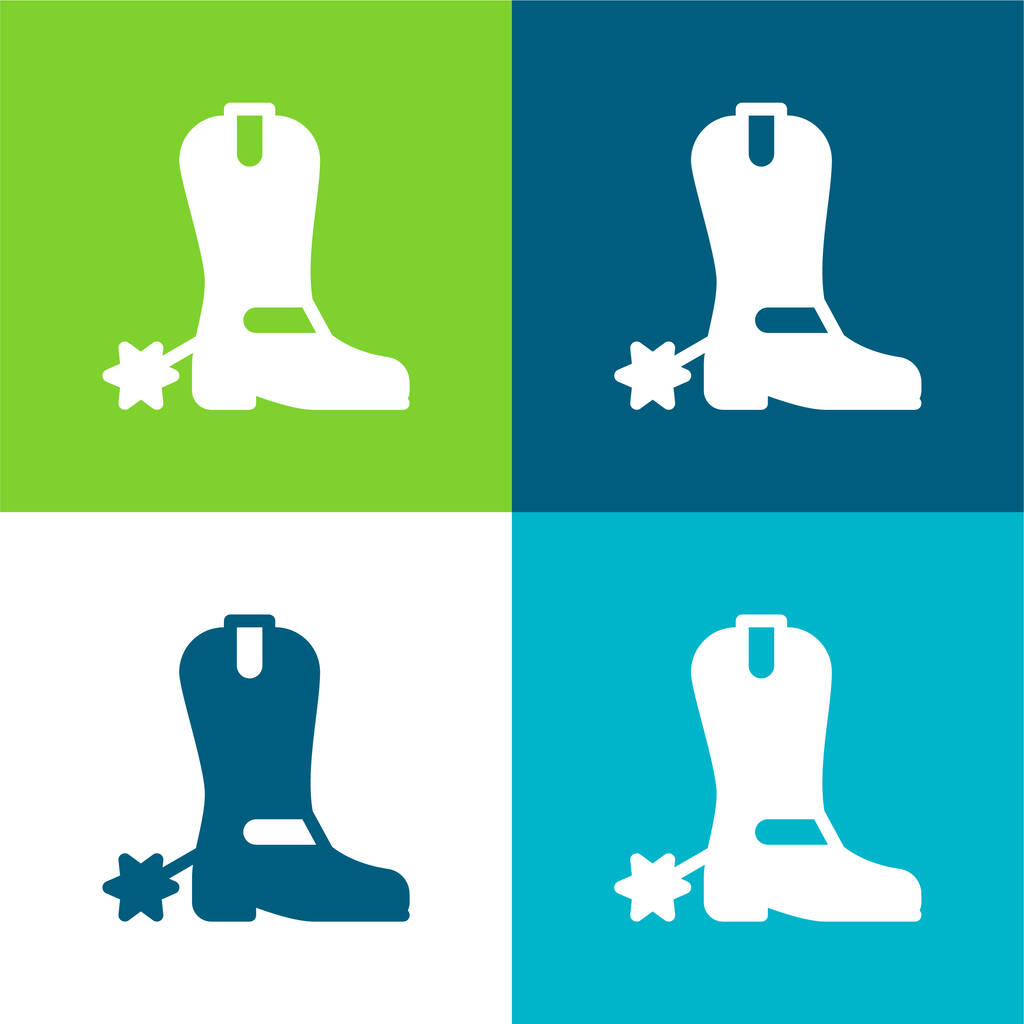 Boots Flat four color minimal icon set - Vector, Image