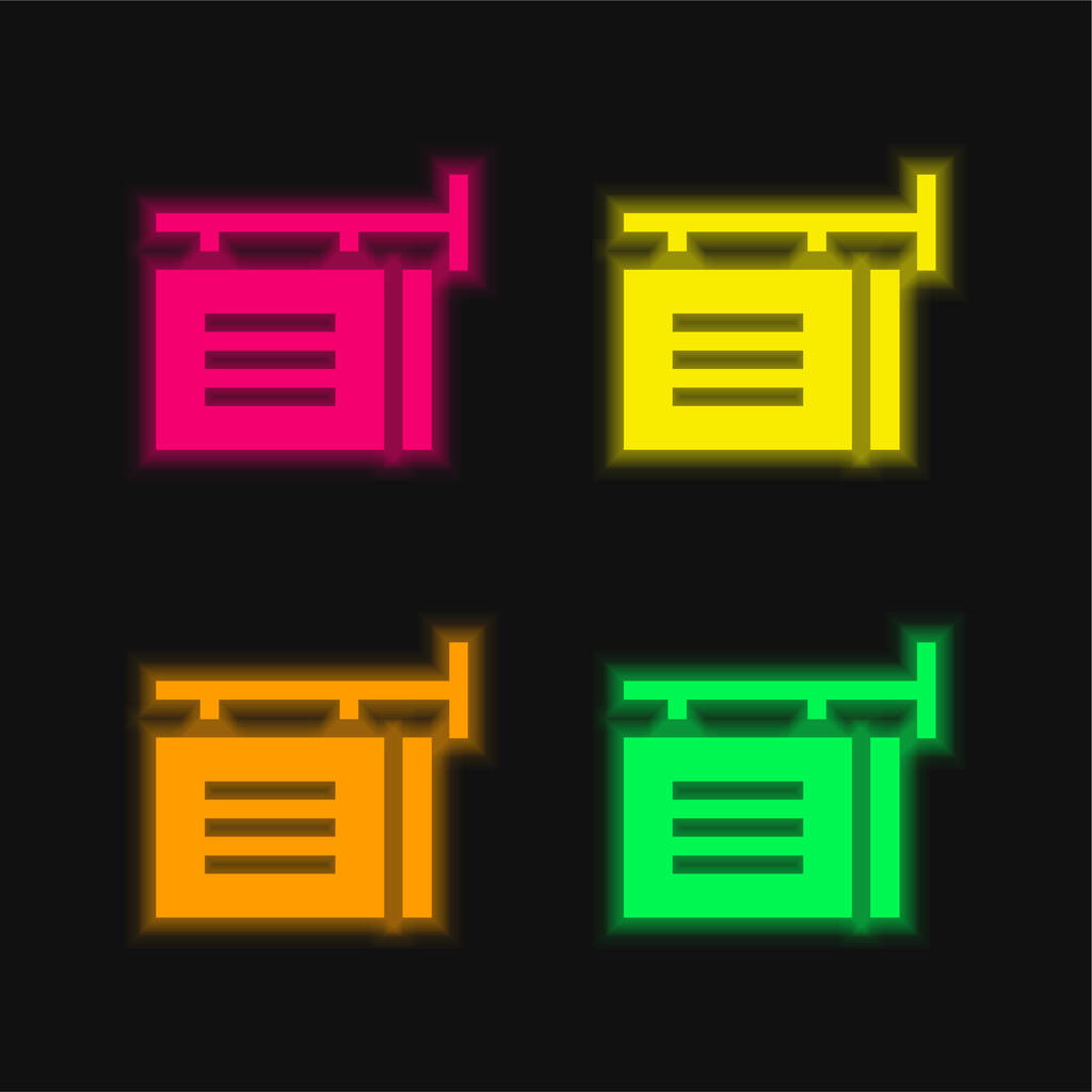 Pubblicità quattro colori incandescente icona al neon vettore - Vettoriali, immagini