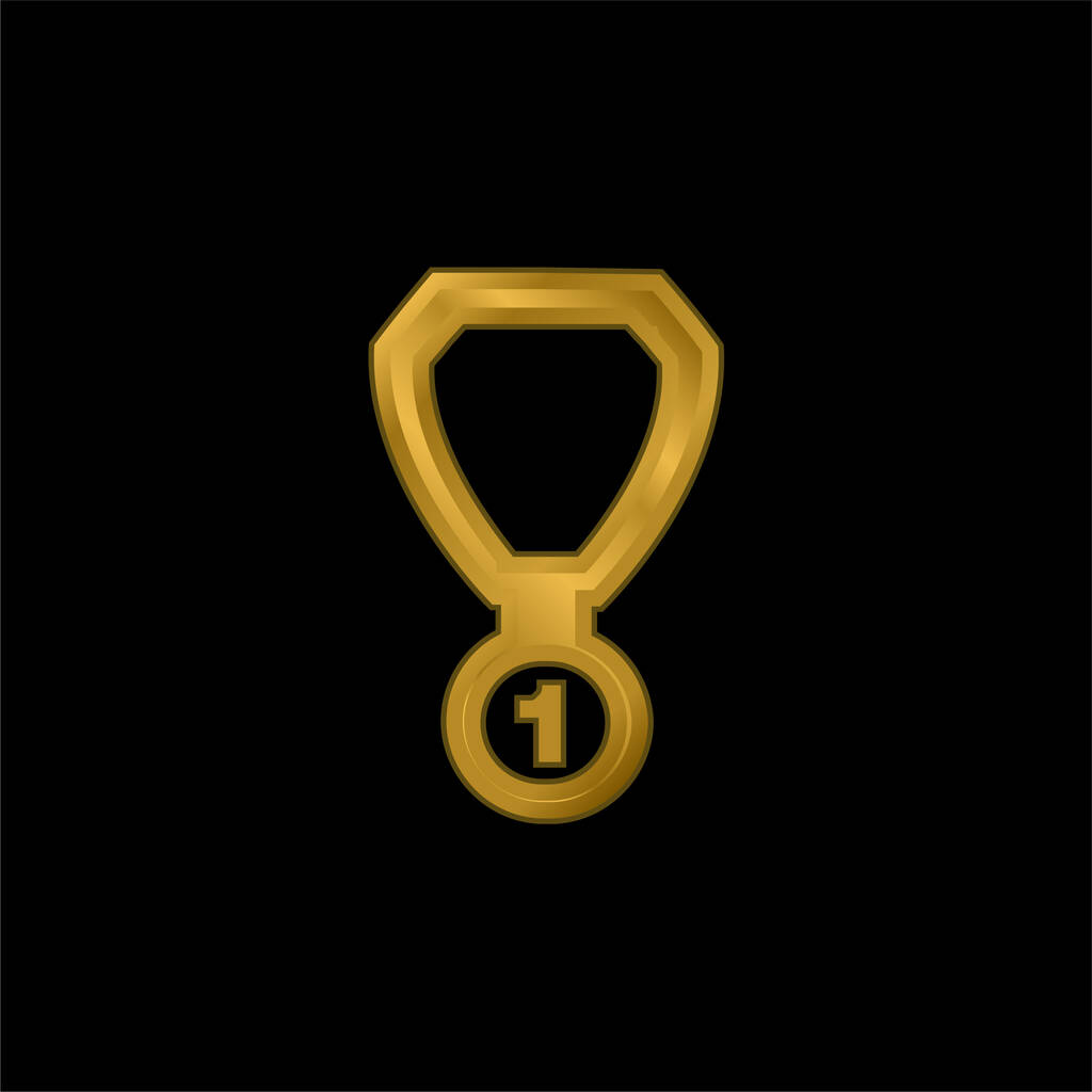 Mejor Lugar Medalla Collar chapado en oro icono metálico o logo vector - Vector, Imagen