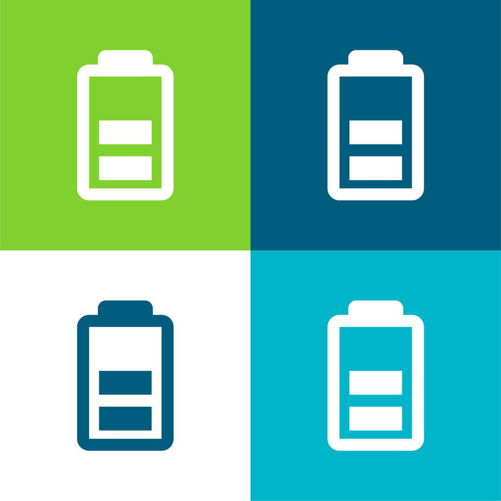 Batterieflache vier Farben minimales Symbol-Set - Vektor, Bild