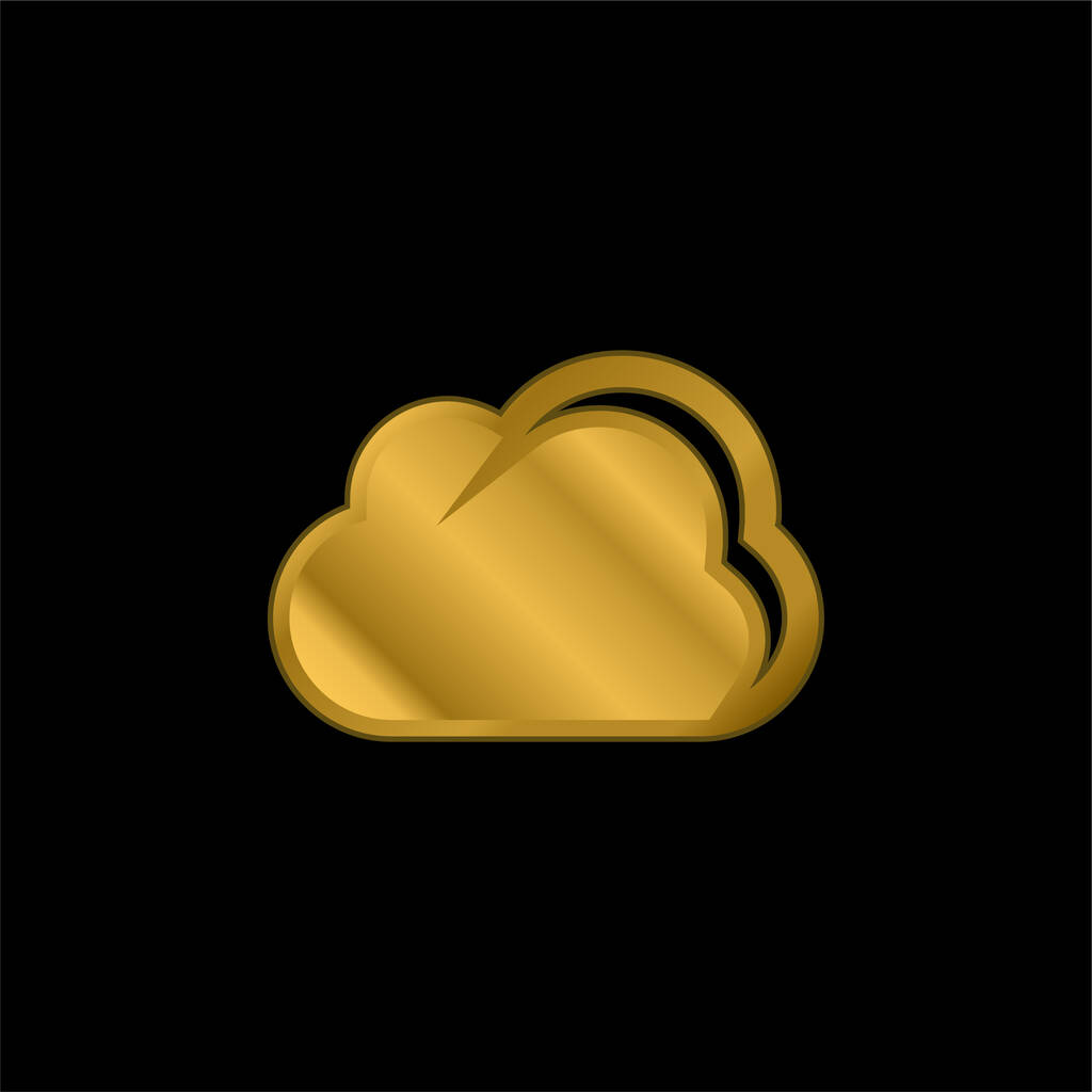 Symbole météo nuage noir plaqué or icône métallique ou vecteur de logo - Vecteur, image