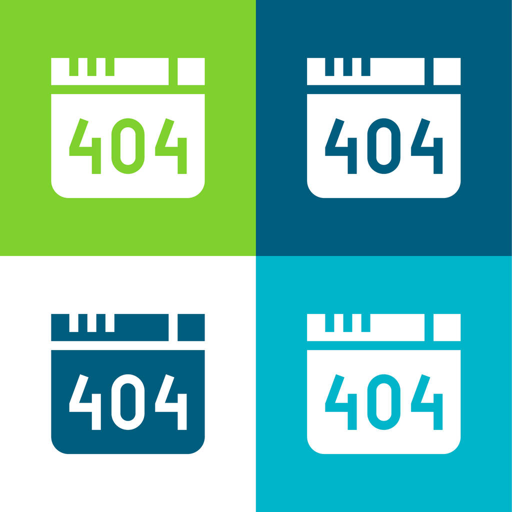 404 Błąd Płaski zestaw czterech kolorów minimalny zestaw ikon - Wektor, obraz