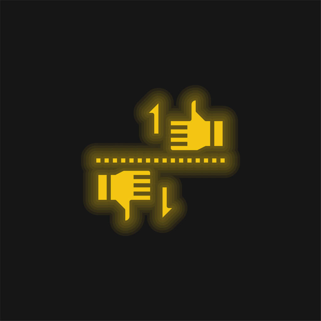 Benchmark geel gloeiend neon pictogram - Vector, afbeelding