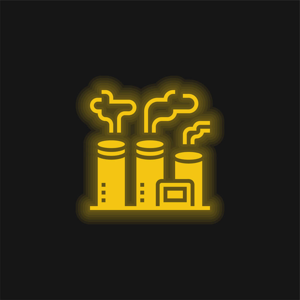 Poluição do ar ícone de néon brilhante amarelo - Vetor, Imagem