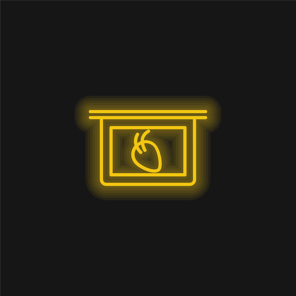 Kıllı Vücut Organı Görünümü Tabak sarı parlak neon simgesinde - Vektör, Görsel