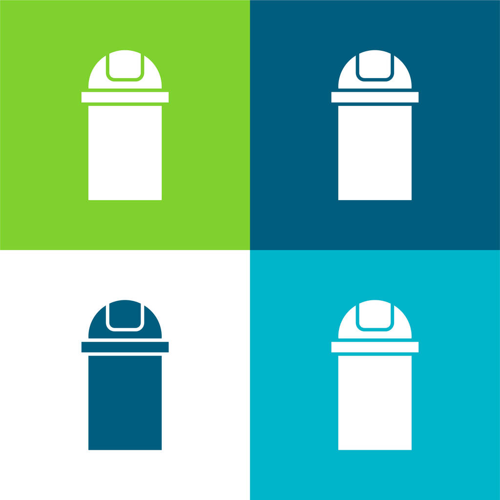 Set icona minimale piatto quattro colori del contenitore del cestino del bagno - Vettoriali, immagini